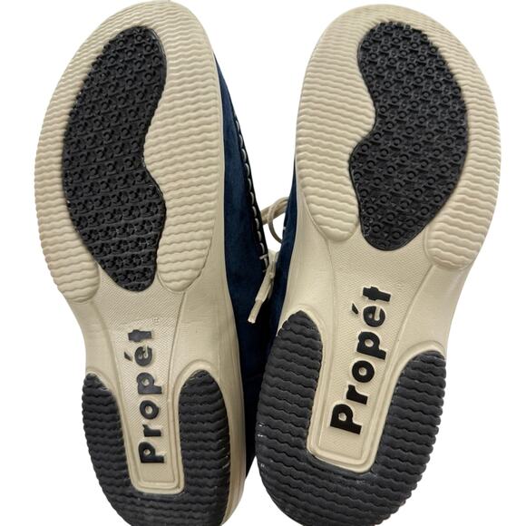 Propet Leather Cardigan Fold Over Moccasin Comfort Suede Skip On Boot Blue 7 - Picture 9 of 10